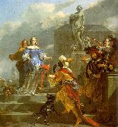 Nicholaes Berchem A Moor Presenting a Parrot to a Lady oil painting